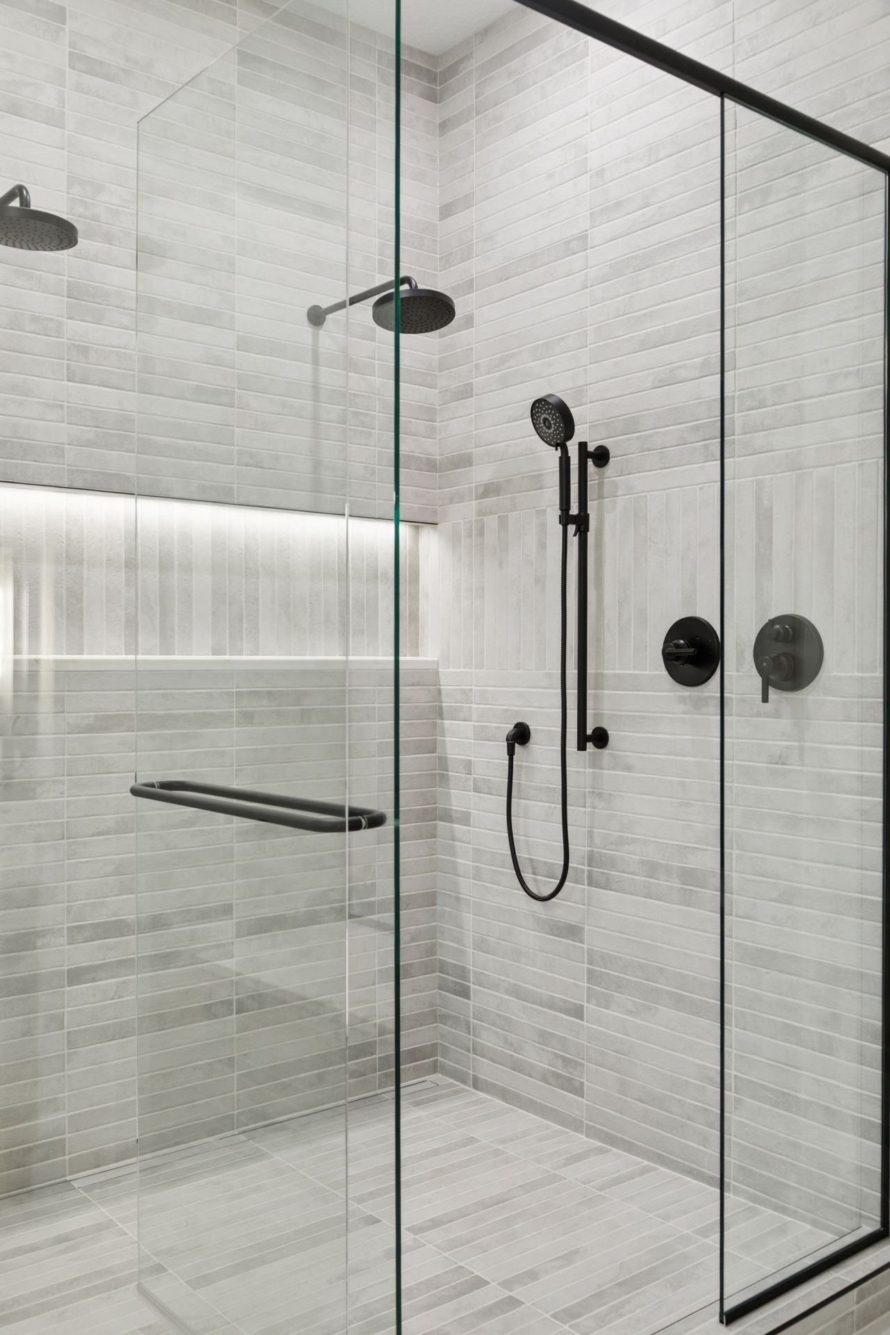 Glass door shower